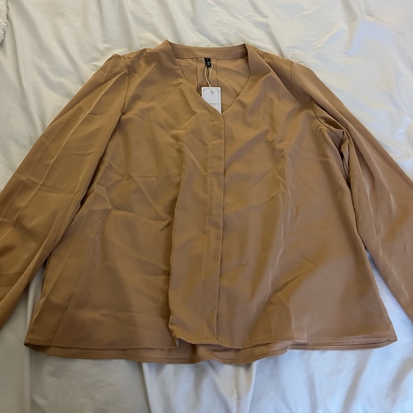 BROVAVE Women’s Long Sleeve Shirt V Neck Business Casual Blouse - Picture 3 of 6